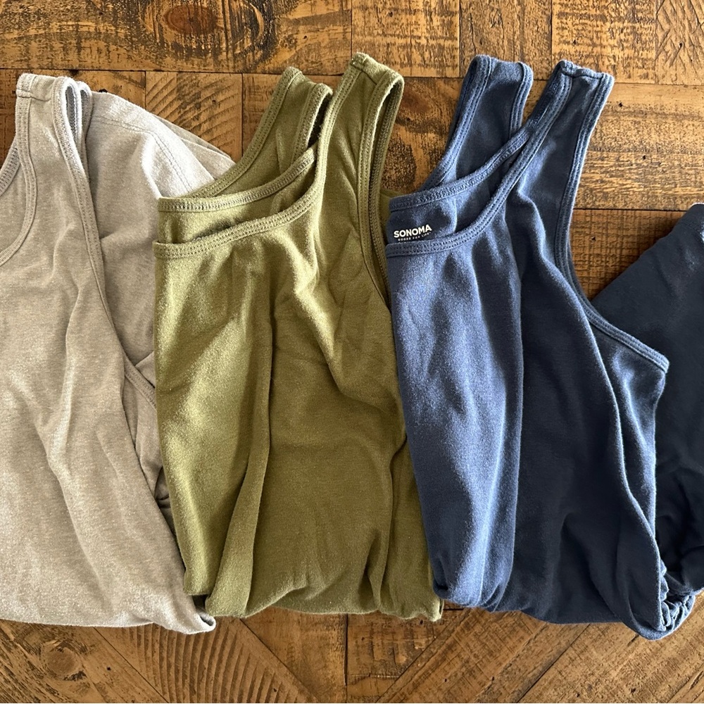 Sonoma Maternity Tank Tops Bundle - Blue, Green, Gray